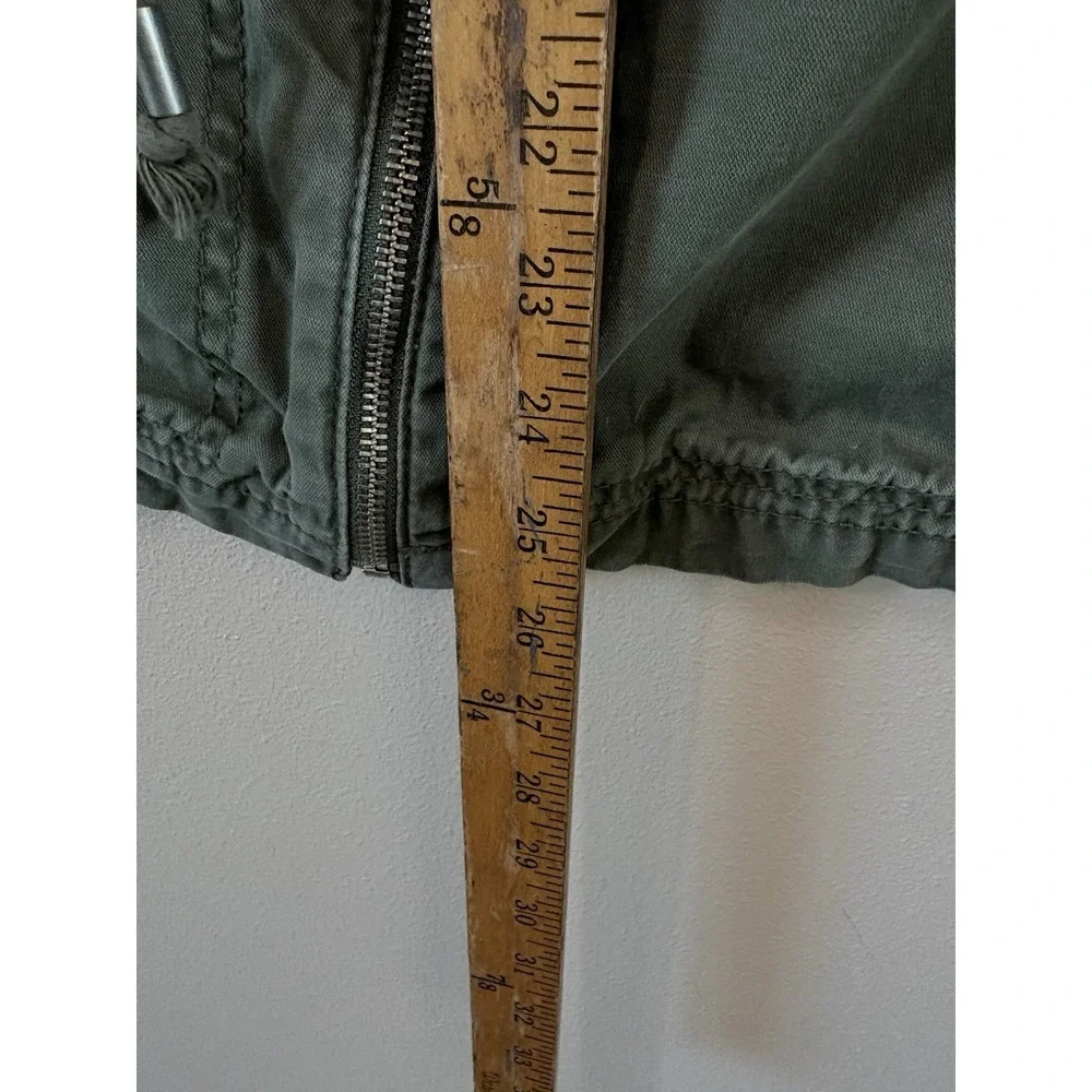Old Navy Womens Green Canvas Utility Jacket Cinch Waist Full Zip Size Medium‎